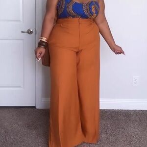 Burnt orange high waist wide leg pants